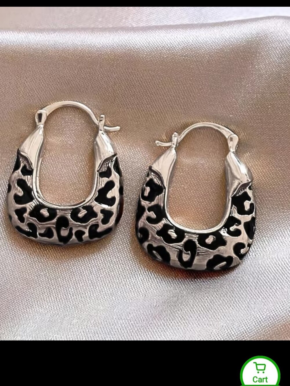 Silver Leopard-Print Hoop Earrings for Women